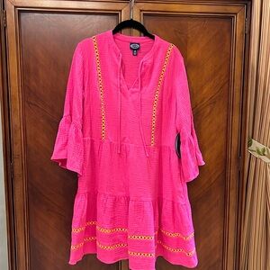 NWT Scoop gauze pink and orange dress XS